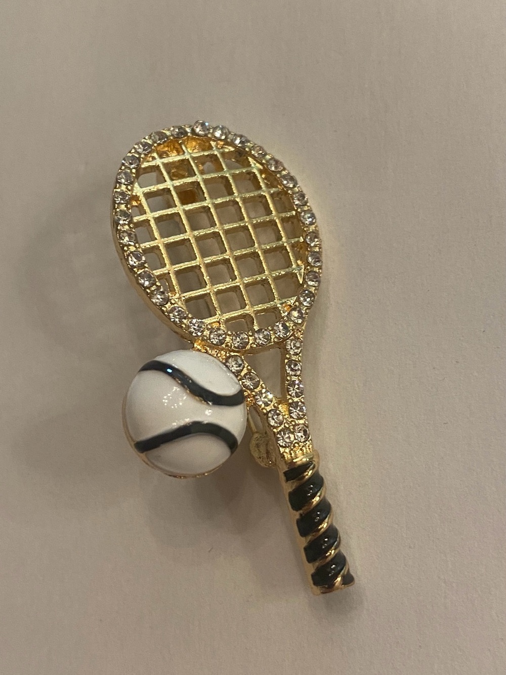 Tennis Racket Ball Brooch Pin New
